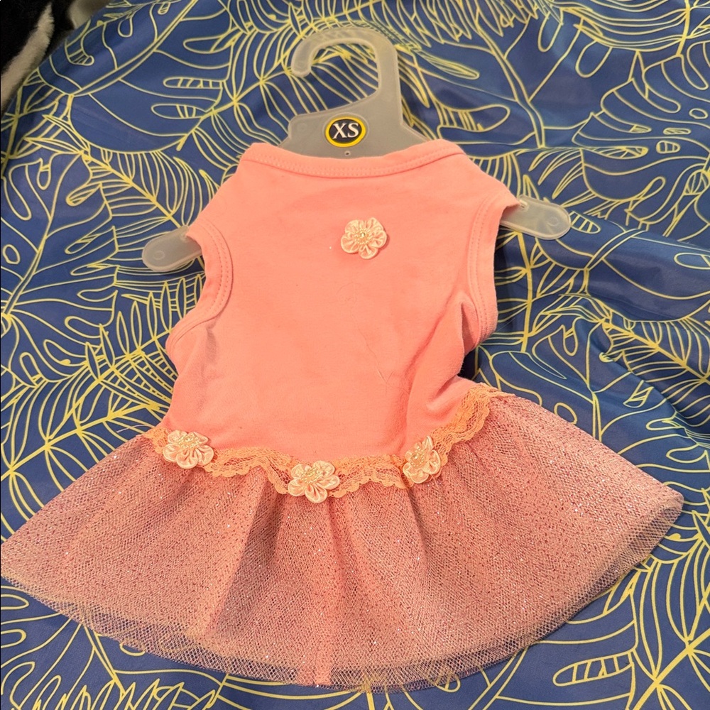 Pink Dog Dress with Floral accents